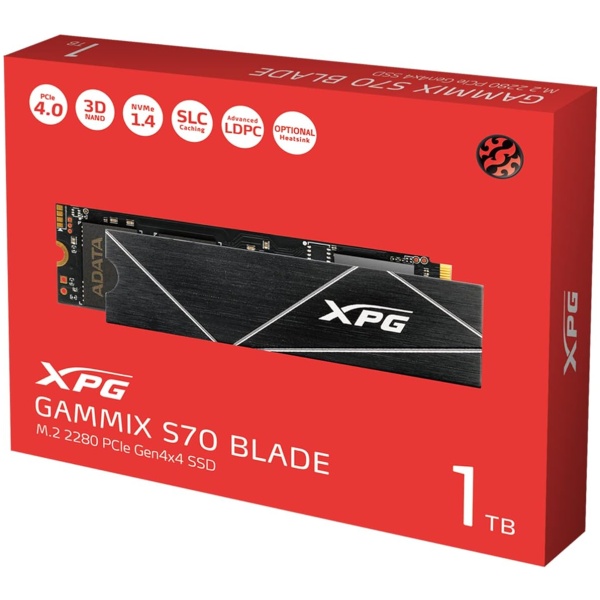 XPG GAMMIX S70 Blade NVME 1TB Gen 4 SSD, Read/Write Speed Up to 7,400/6800 MB/s